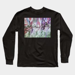 Abstract Mountains in Green Purple and White Long Sleeve T-Shirt